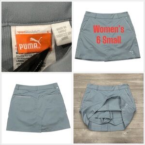 Women’s Puma 6 Small Shorts Skort Skirt Woven Gray Activewear Stretch Pockets